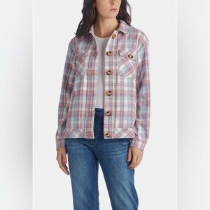 NWT KUT Shaket  Button Down Dusty Rose Blue Colors Size M Pockets